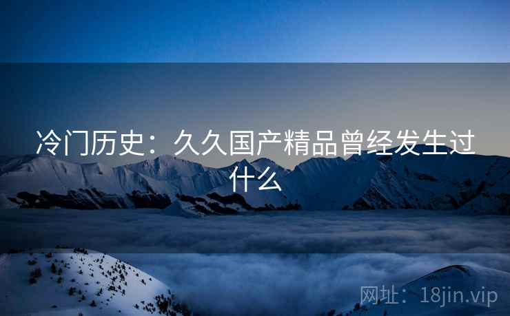 冷门历史：久久国产精品曾经发生过什么  第2张